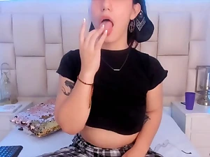 AngieStar69's glasses fog up as she heads bare and smashes her caboose and labia with her fave fucktoy